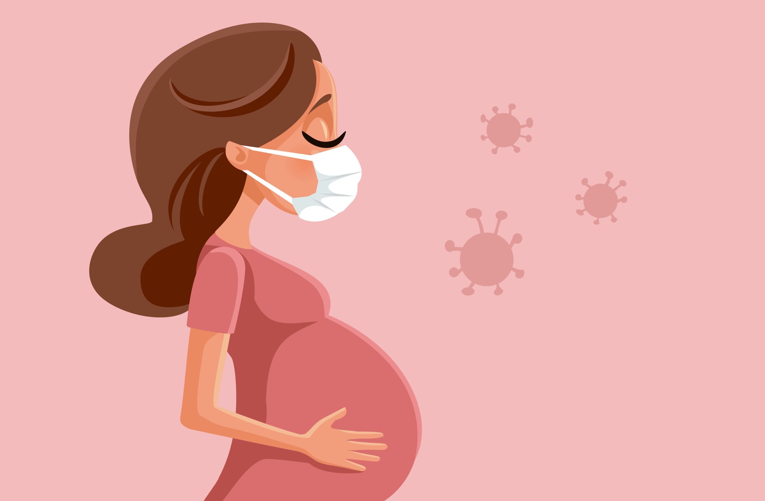 Pregnant Woman Wearing Protective Face Mask Against Viruses Pregnant woman wearing covid mask