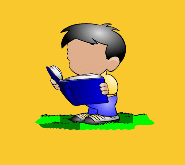 Illustration of boy reading a book